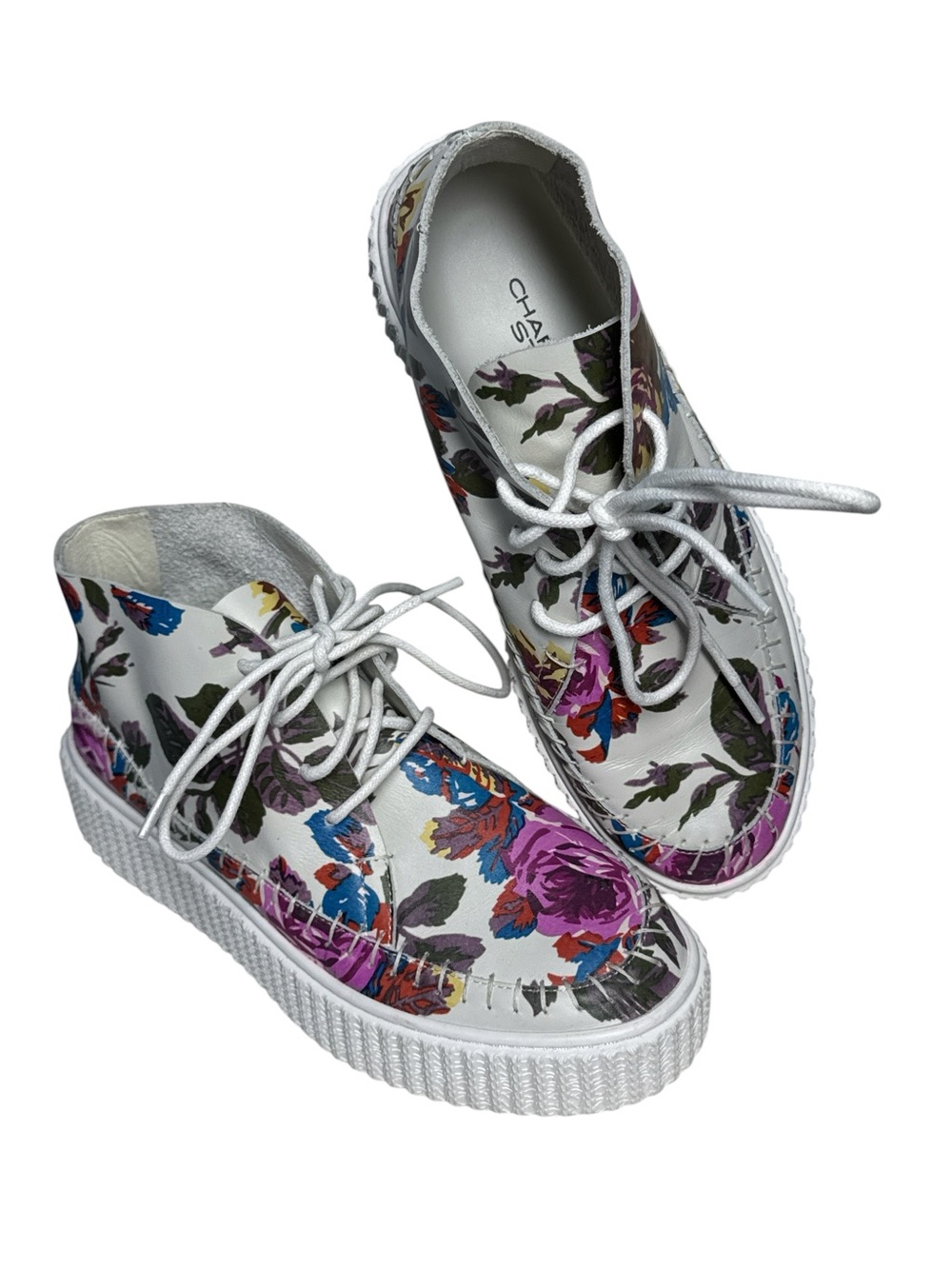 Charlotte Stone White Multi
Floral Leather Lace-Up Shoes
Sneakers Size 7